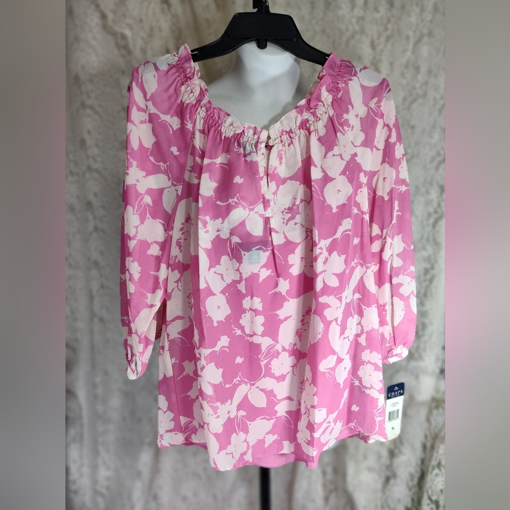 Chaps pink white Top with Camisole Set NWT
